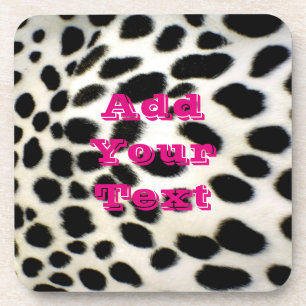 Dalmatian Fur Customize Texture Black and White Beverage Coaster