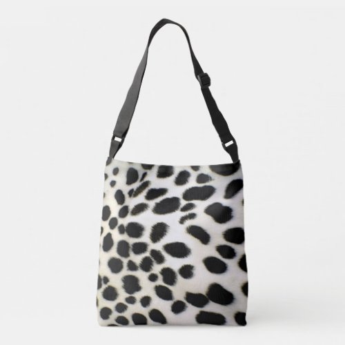 Dalmatian Fur Customize Texture Black and White Crossbody Bag