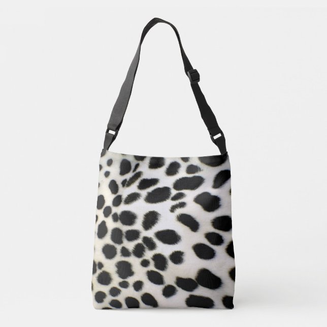 Dalmatian Fur Customize Texture Black and White Crossbody Bag (Back)
