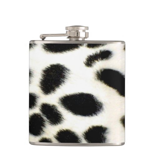 Dalmatian Fur Customize Texture Black and White Flask