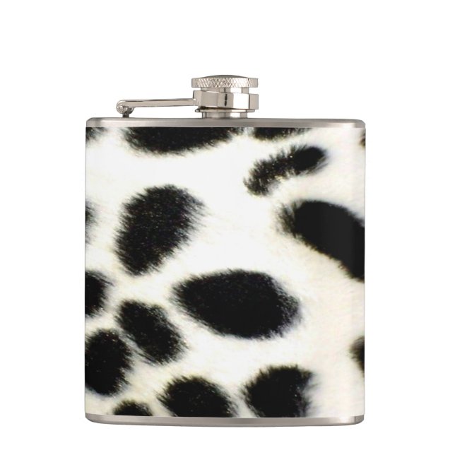 Dalmatian Fur Customize Texture Black and White Flask (Front)
