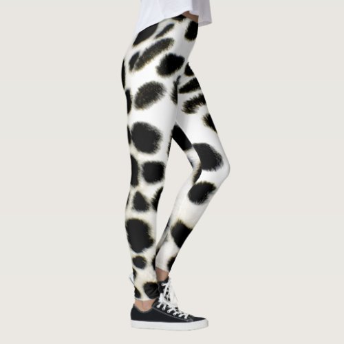 Dalmatian Fur Customize Texture Black and White Leggings