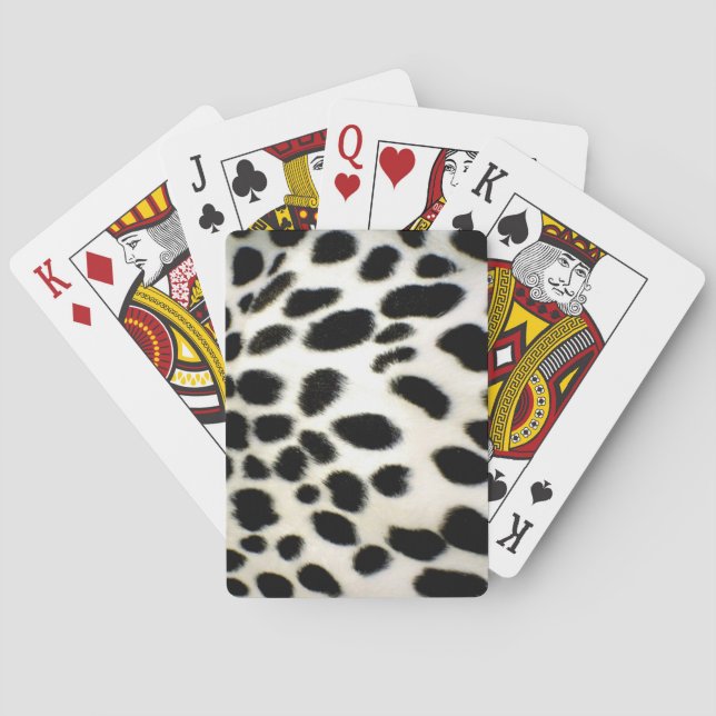 Dalmatian Fur Customize Texture Black and White Poker Cards (Back)