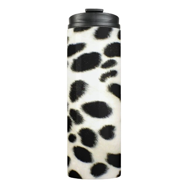 Dalmatian Fur Customize Texture Black and White Thermal Tumbler (Front)