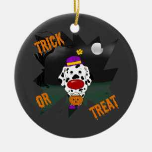 Dalmatian Halloween Clown Ceramic Ornament