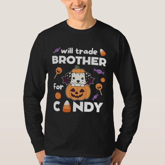 Dalmatian Halloween Pumpkin Dogs Swap Brother For  T-Shirt (Front)