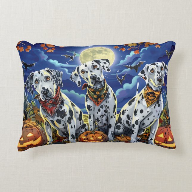 Dalmatian Halloween Spooky Accent Pillow (Front)