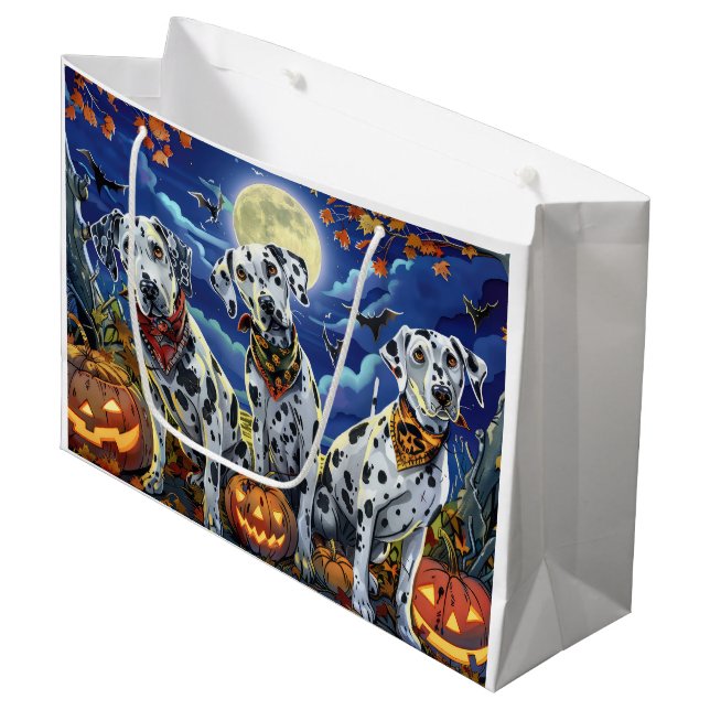 Dalmatian Halloween Spooky Large Gift Bag (Front Angled)