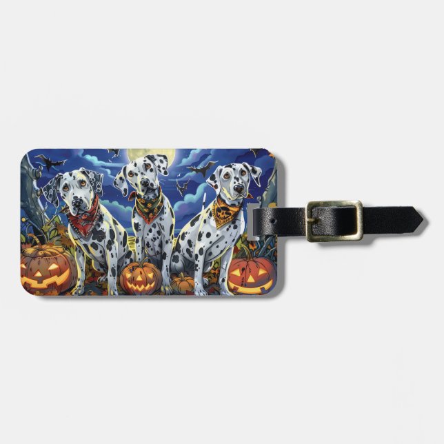 Dalmatian Halloween Spooky Luggage Tag (Front Horizontal)