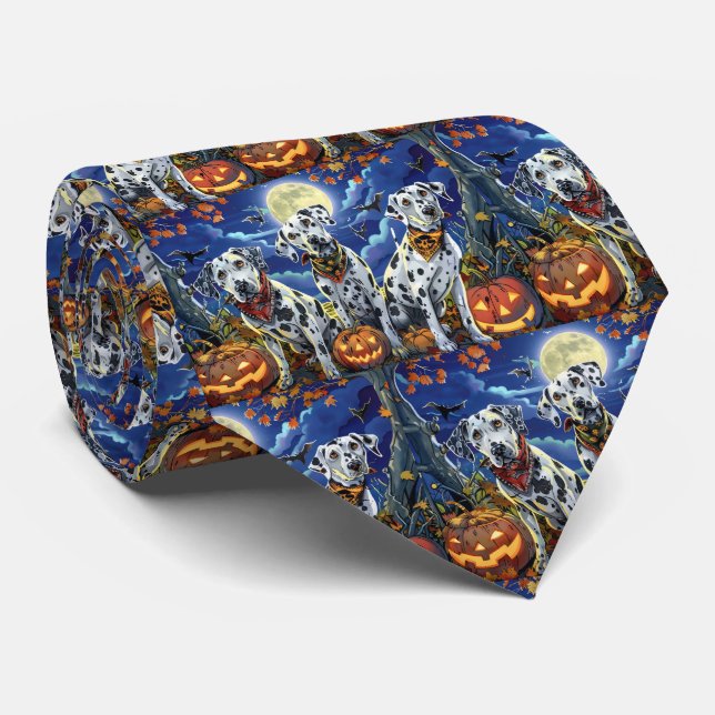 Dalmatian Halloween Spooky Neck Tie (Rolled)