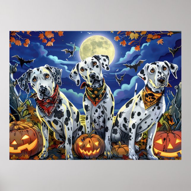Dalmatian Halloween Spooky Poster (Front)