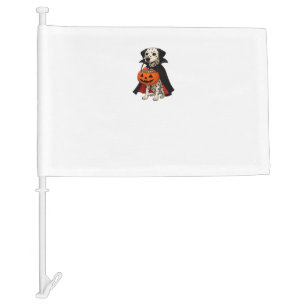Dalmatian Halloween Vampire Dog with Pumpkin Baske Car Flag