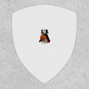 Dalmatian Halloween Vampire Dog with Pumpkin Baske Patch