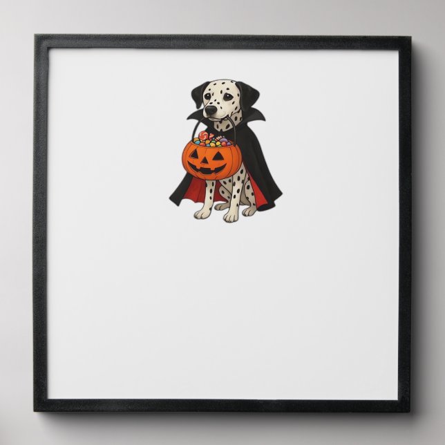 Dalmatian Halloween Vampire Dog with Pumpkin Baske Peel And Stick Photo Tile (Front Set)