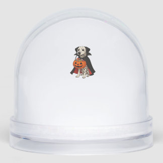 Dalmatian Halloween Vampire Dog with Pumpkin Baske Snow Globe