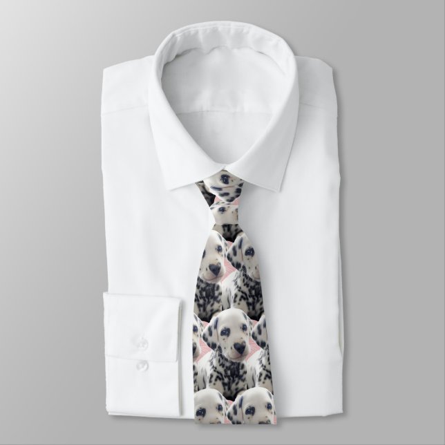 Dalmatian Heart Nose Neck Tie (Tied)