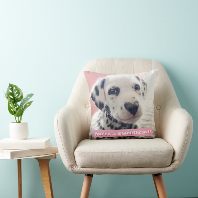 Dalmatian Heart Nose Throw Pillow (Chair)