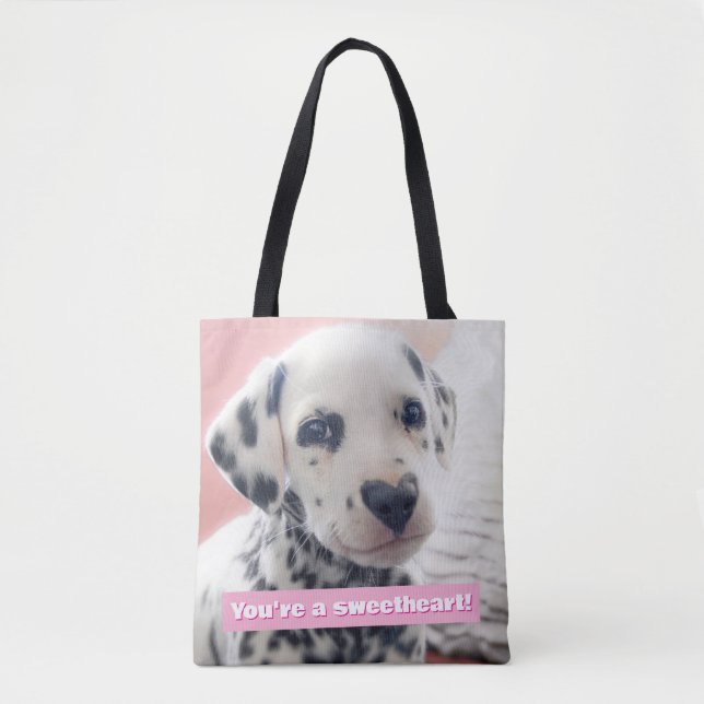 Dalmatian Heart Nose Tote Bag (Front)