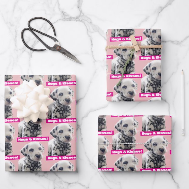 Dalmatian Heart Nose Wrapping Paper Sheets (Front)