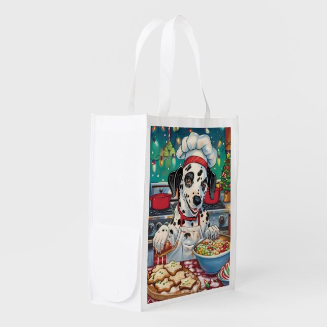 Dalmatian Holiday Baking: Festive Christmas Grocery Bag (Front Side)