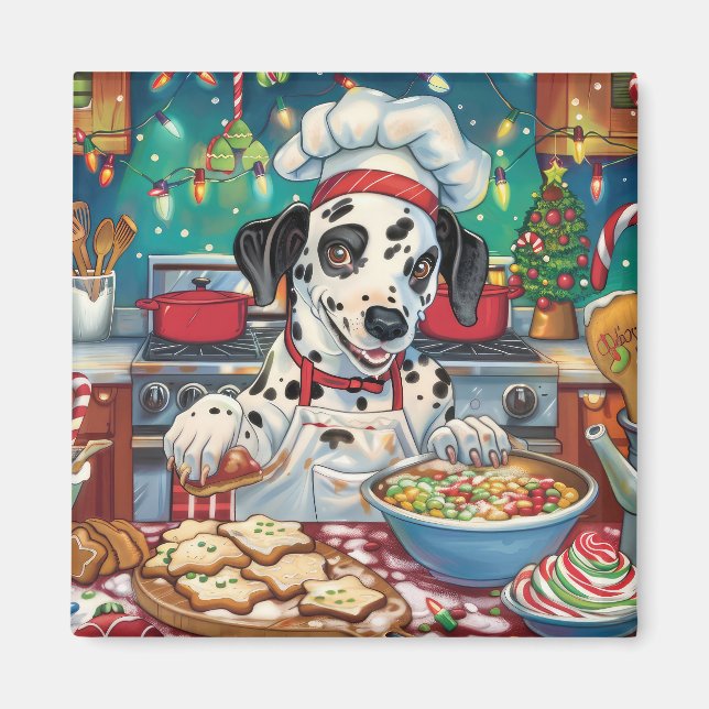 Dalmatian Holiday Baking: Festive Christmas Magnet (Front)