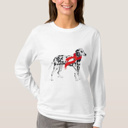 Dalmatian in a Red Scarf T_Shirt