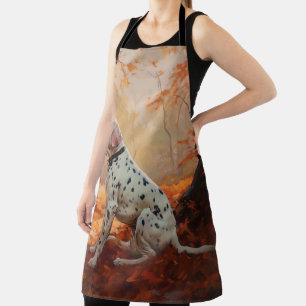 Dalmatian  in Autumn Leaves Fall Inspire  Apron