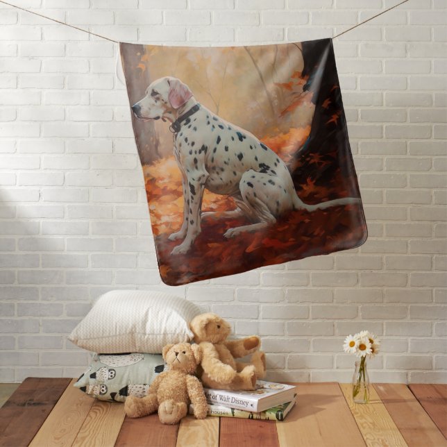 Dalmatian  in Autumn Leaves Fall Inspire  Baby Blanket (In Situ)