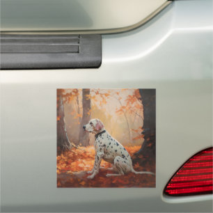 Dalmatian in Autumn Leaves Fall Inspire Car Magnet