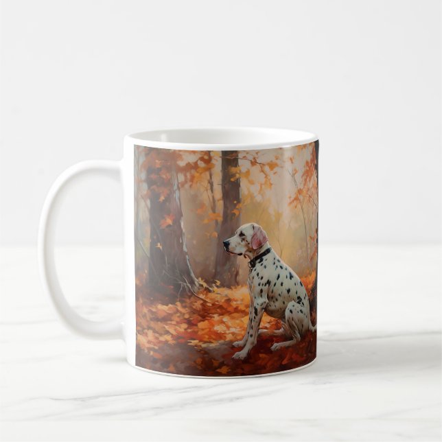 Dalmatian  in Autumn Leaves Fall Inspire  Coffee Mug (Left)