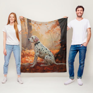 Dalmatian  in Autumn Leaves Fall Inspire  Fleece Blanket