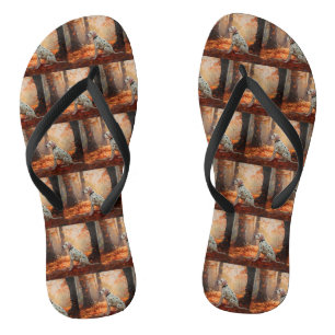 Dalmatian in Autumn Leaves Fall Inspire Flip Flops