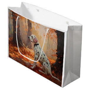 Dalmatian in Autumn Leaves Fall Inspire Large Gift Bag