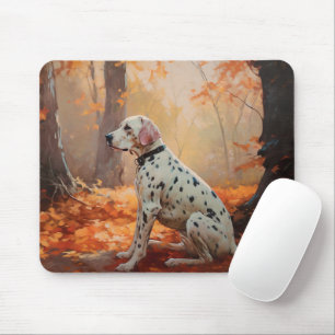 Dalmatian  in Autumn Leaves Fall Inspire  Mouse Pad