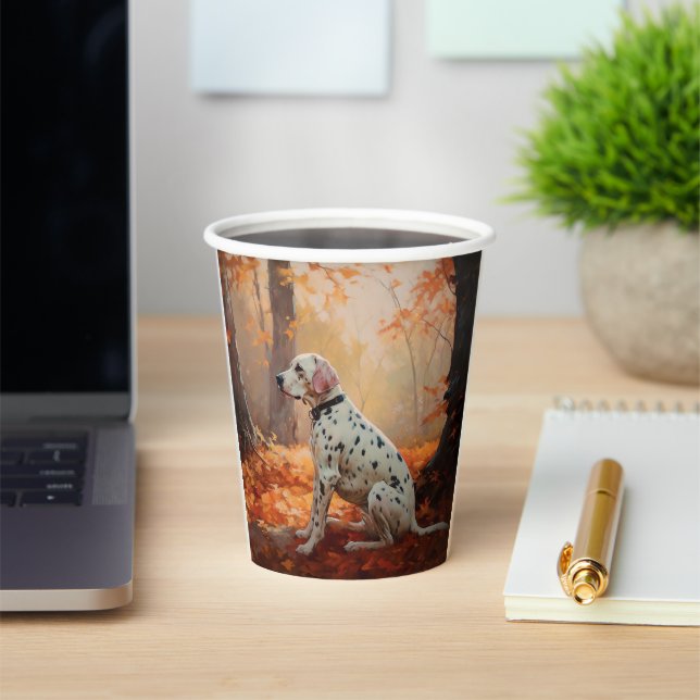 Dalmatian  in Autumn Leaves Fall Inspire  Paper Cups (Insitu)