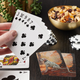 Dalmatian in Autumn Leaves Fall Inspire Poker Cards