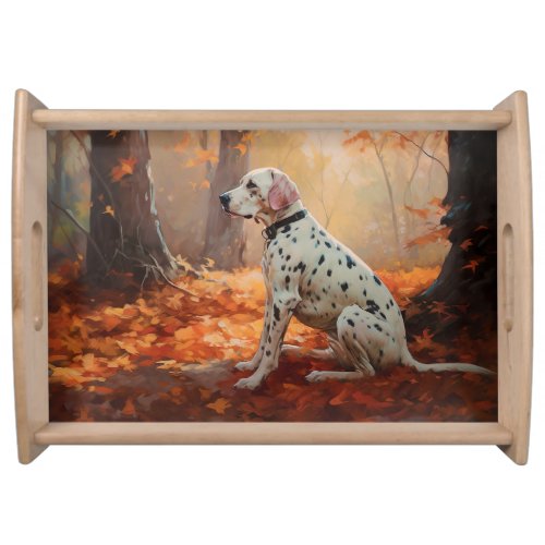 Dalmatian  in Autumn Leaves Fall Inspire  Serving Tray