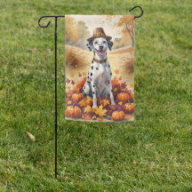 Dalmatian In Autumn Leaves Thanksgiving Art
