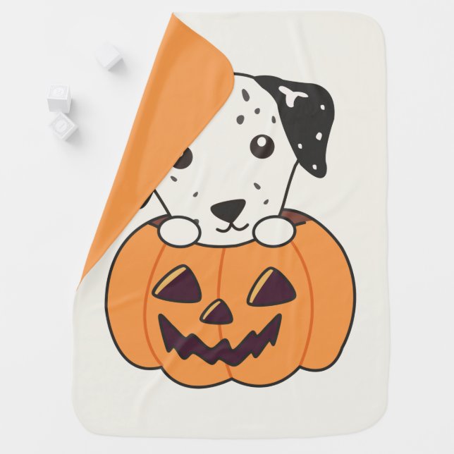 Dalmatian In Pumpkin Sweet Dogs Happy Halloween Ba Baby Blanket (In Situ)