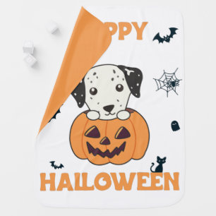 Dalmatian In Pumpkin Sweet Dogs Happy Halloween Ba Baby Blanket