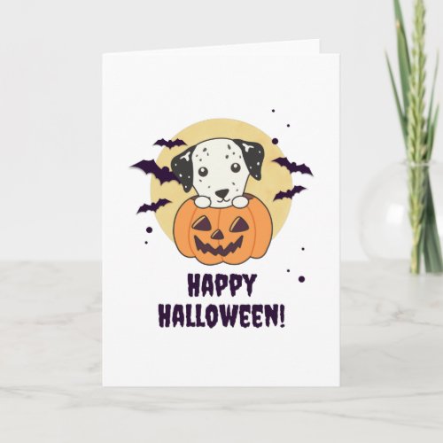 Dalmatian In Pumpkin Sweet Dogs Happy Halloween Card