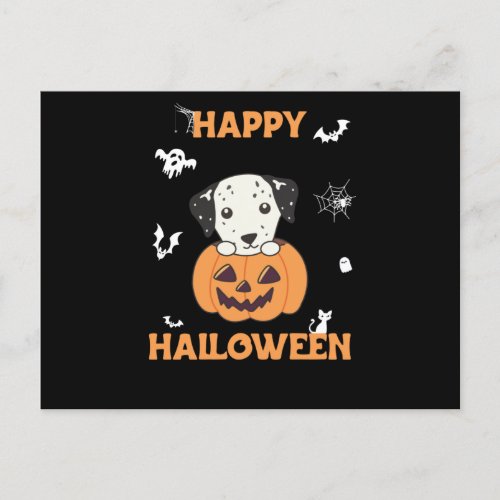 Dalmatian In Pumpkin Sweet Dogs Happy Halloween Postcard