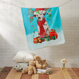 Dalmatian in snow with Christmas gifts Baby Blanket