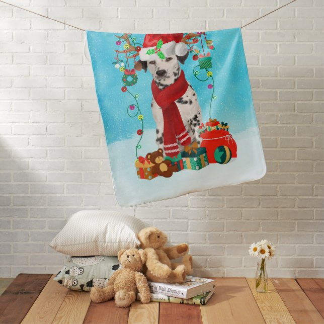 Dalmatian in snow with Christmas gifts Baby Blanket (In Situ)
