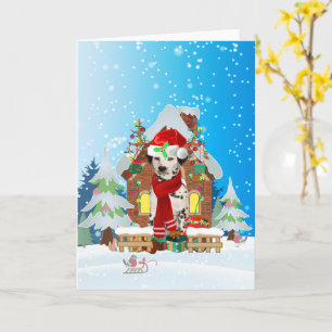 Dalmatian in snow with Christmas gifts Card