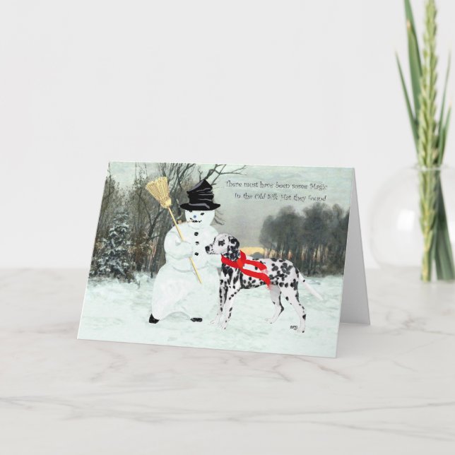 Dalmatian in Winter Snow Holiday Card (Front)