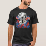 Dalmatian Independent Flowers Dog American Flag T-Shirt