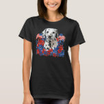 Dalmatian Independent Flowers Dog American Flag T-Shirt