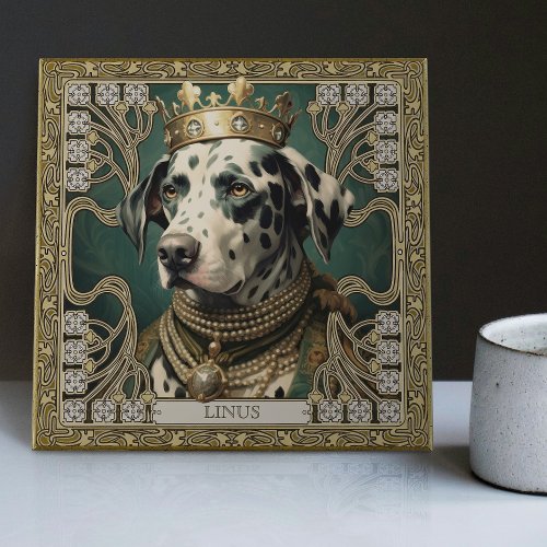 Dalmatian Jewel_Embellished Art Deco Personalized Ceramic Tile