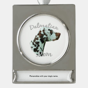 Dalmatian (liver) Mom 2 Silver Plated Banner Ornament